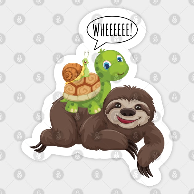 Sloth Turtle Snail Funny running Sticker by ZenCloak